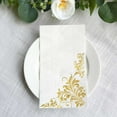 thumbnail image 5 of Efavormart 50 Pack White Gold Dinner Paper Napkins with Baroque Floral Print, Soft Disposable Party Napkins - 8"x4", 5 of 11