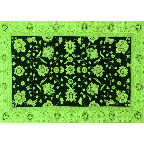 Ahgly Company Indoor Rectangle Oriental Green Traditional Area Rugs, 2' x 4'