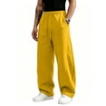thumbnail image 2 of Men's Solid Color Wide Leg Sweatpants Elastic Drawstring Waist Loose Straight Leg Casual Streetwear Workout Trousers with Pockets, 2 of 7