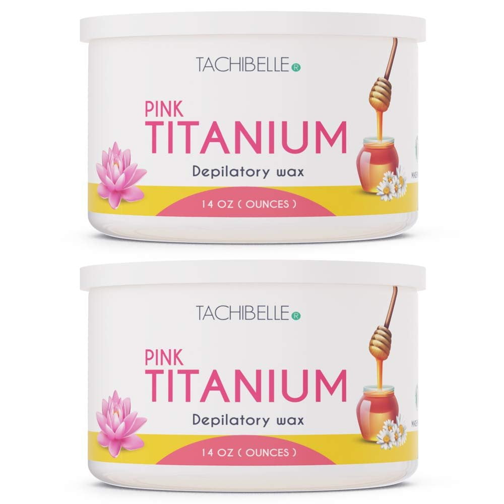 Tachibelle Depilatory Wax Pink Titanium 14 Oz Professional Hair Removal Made in Italy Pack of 2