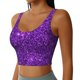 thumbnail image 2 of Fotbe Purple Glitter Sujetador Deportivo Largo sin Aros para Mujer con Almohadillas y Soporte Medio, Transpirable y Absorbente, Camiseta Tipo Chaleco o Tank Top-Large, 2 of 8