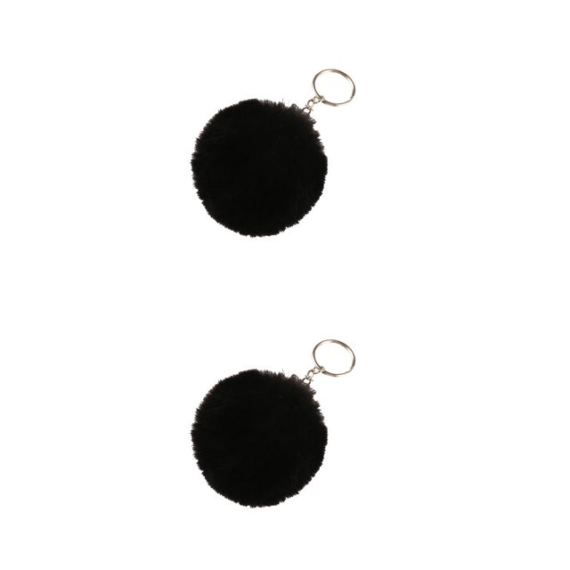 Llavero Flexible Yuarrent Fuzzy Ball Negro 8cm 2piezas