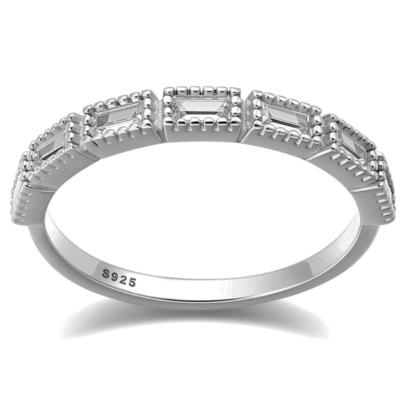 Arden Wedding Band for Women Sterling Silver CZ Anniversary Half Eternity Ring Stackable by Ginger Lyne