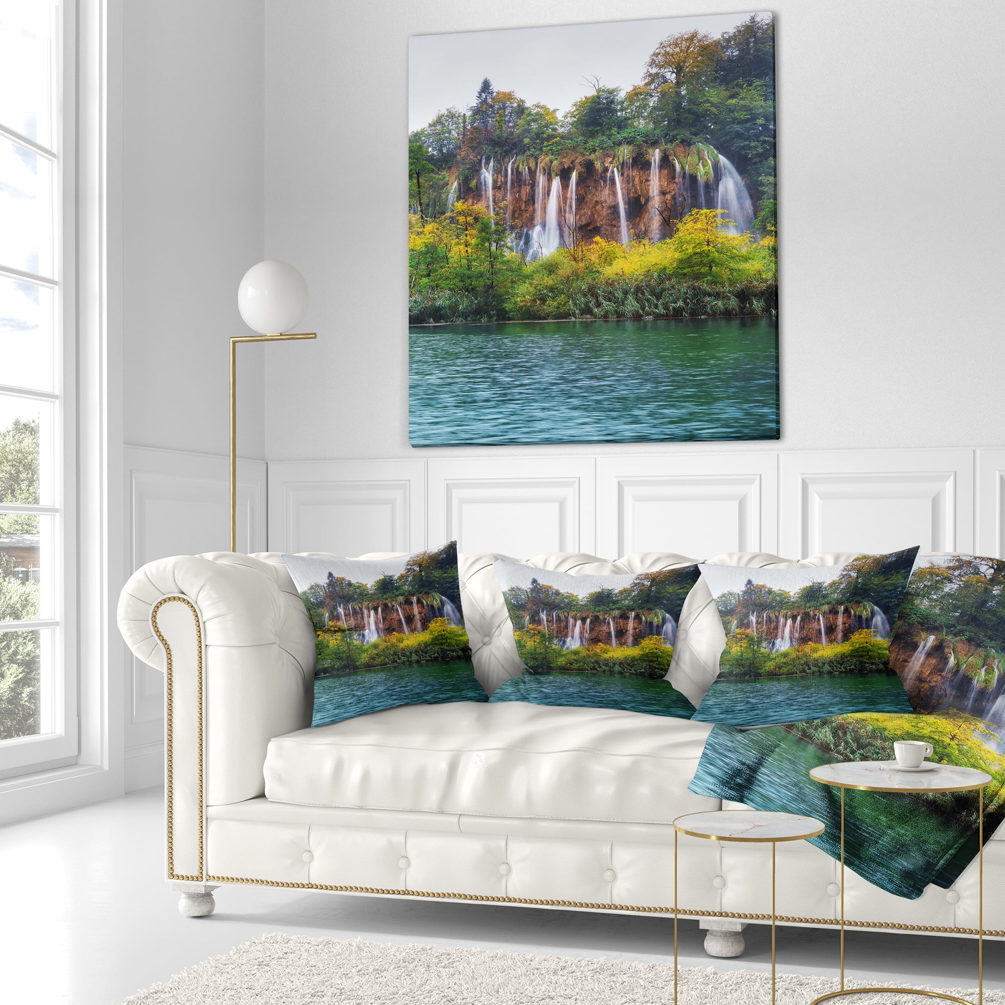 Designart Plitvice Lakes Croatia - Landscape Photo Throw Pillow - 16x16