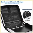thumbnail image 4 of Zipper Binder with Shoulder Strap 2 inch 3 Ring Waterproof File Folder Organizer Bag 500 Sheet Purple Wildflower Pattern, 4 of 8