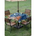 thumbnail image 4 of Outdoor Tablecloth with Umbrella Hole for Patio/Picnic/Party/Camping, Blue Coastal Whale Waterproof Table Cloth Square Cover Washable, Farmhouse Nautical Starfish Coral Leaf (60"x 60"), 4 of 9