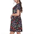 thumbnail image 2 of Disketp Snakes And Snake Fruit para Vestido de Manga Corta para Mujeres, Vestidos de Verano para Mujeres, Casual y Holgado para la Playa, 2 of 6