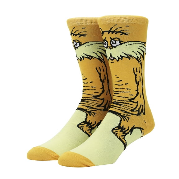 Dr. Seuss The Lorax Men’s Orange Animigos Crew Socks