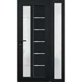 thumbnail image 3 of Front Exterior Prehung FiberGlass Door Frosted Glass / Manux 8088 Matte Black / Side Exterior Window / -W36+16" x H80"-Right-hand Inswing, 3 of 6