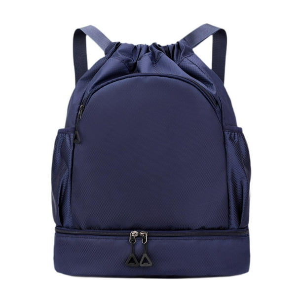 Mochila deportiva con cordón y compartimento para zapatos, bolsa de deporte de viaje, mochila, bolsa impermeable para año Nuevo, atletismo, fútbol, Azul oscuro
