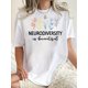 thumbnail image 1 of Women's Floral & Letter Print T-Shirt - Casual Crew Neck, Short Sleeve Top for Spring & Summer - Comfortable Polyester Blend, Machine Washable, 1 of 6