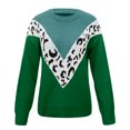 thumbnail image 3 of Gibobby Suéter de Punto Suéter de bloque de color de de manga larga para mujer Suéter de cuello Rojoondo informal Suéter de punto Tops (Verde, L), 3 of 5