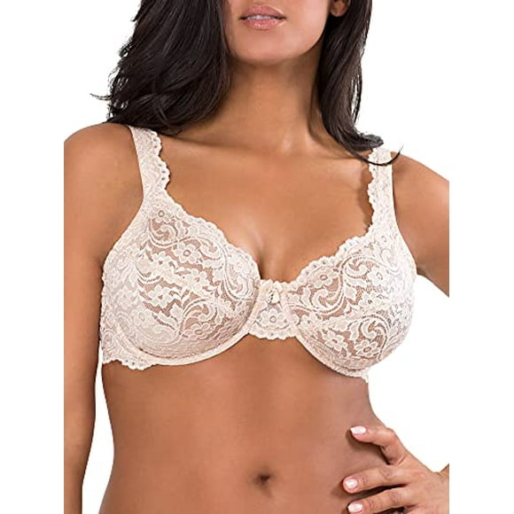 Smart &amp; Sexy Women's Plus-Size Curvy Signature Lace Unlined Underwire Bra with Added Support, in The Buff, 46DD