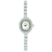 Ladies Cubic Zirconia Crystal Tennis Bracelet Watch, Mother of Pearl Dial