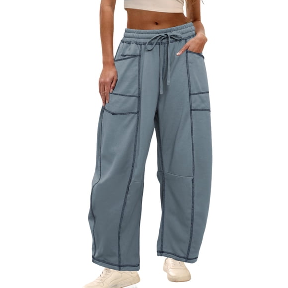 Pantalones deportivos Athlisan Baggy Barrel para mujer Dustyblue, talla S