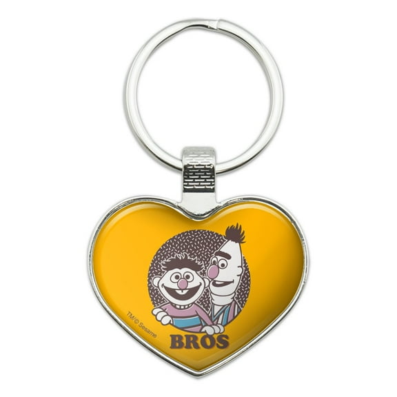 Sesame Street Bert and Ernie Bros Keychain Heart Love Metal Key Chain Ring