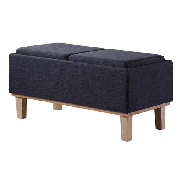 ORE International 17" Tall Polyurethane Flip Storage Bench in Navy Blue