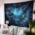 thumbnail image 2 of Tapiz de pared con diseño de bosque estrellado misterioso, tapiz psicodélico con estampado de árboles forestales, manta de playa para dormitorio, sala de estar, dormitorio, decoración de pared, 150 x, 2 of 4