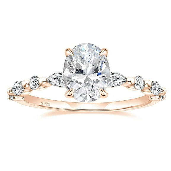 VOLALO 2CT Engagement Rings Oval Cut Promise Ring For Women