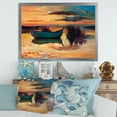 thumbnail image 3 of Boat At The Lake During Evening Glow I 32 in x 16 in Framed Painting Canvas Art Print, by Designart, 3 of 4
