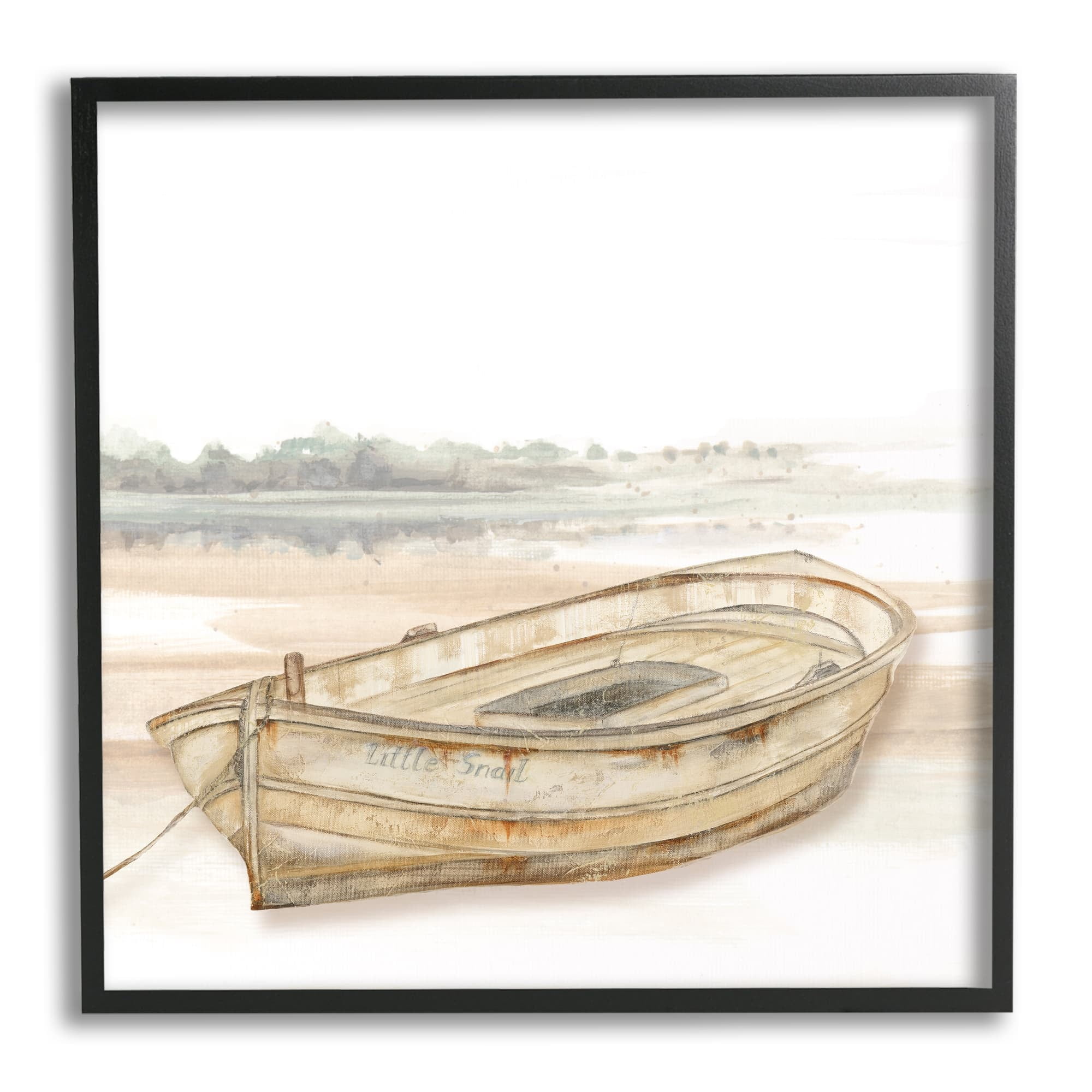 Stupell Industries Little Snail Rowboat Resting Shallow Coastal Horizon,24 x 24, Design by Patricia Pinto