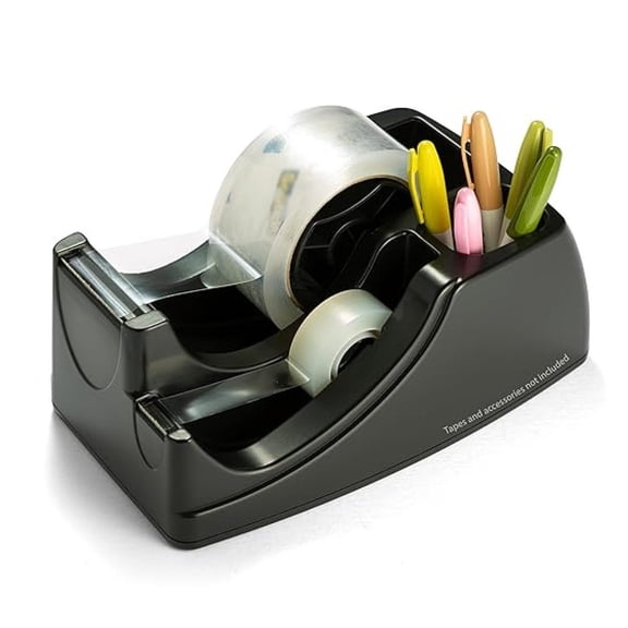 Recycled 2-in-1 Heavy Duty Tape Dispenser, 1" and 3" , Black (96690)