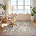 thumbnail image 3 of Design&I 5'x7' Washable Area Rug Flatweave & Daily Traffic Ready Oushak Floral Medallion With Scrolling Vine And Botanical Border for Guest Room, Lounge, Apartment, 3 of 7