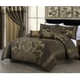 thumbnail image 2 of Chezmoi Collection Royal Luxury Jacquard Floral Comforter Set, California King, Coffee/Gold, 7-Piece, 2 of 9