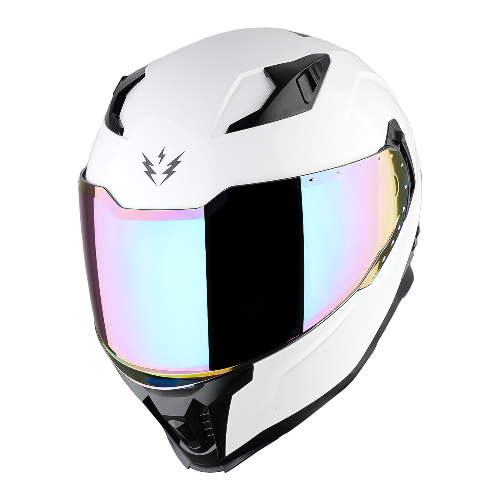 1Storm Motorcycle Full Face Helmet for Adults Men and Women Street Bike Racing Helmet DOT Approved with one Extra Clear Shield: KT828 Glossy White