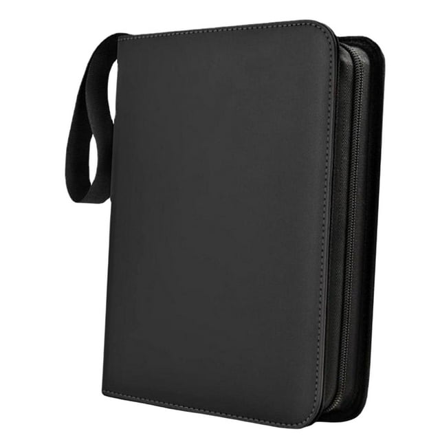 lionlar Trading Card Binder Protector Carrying Case PU Leather with 50 Removable Black