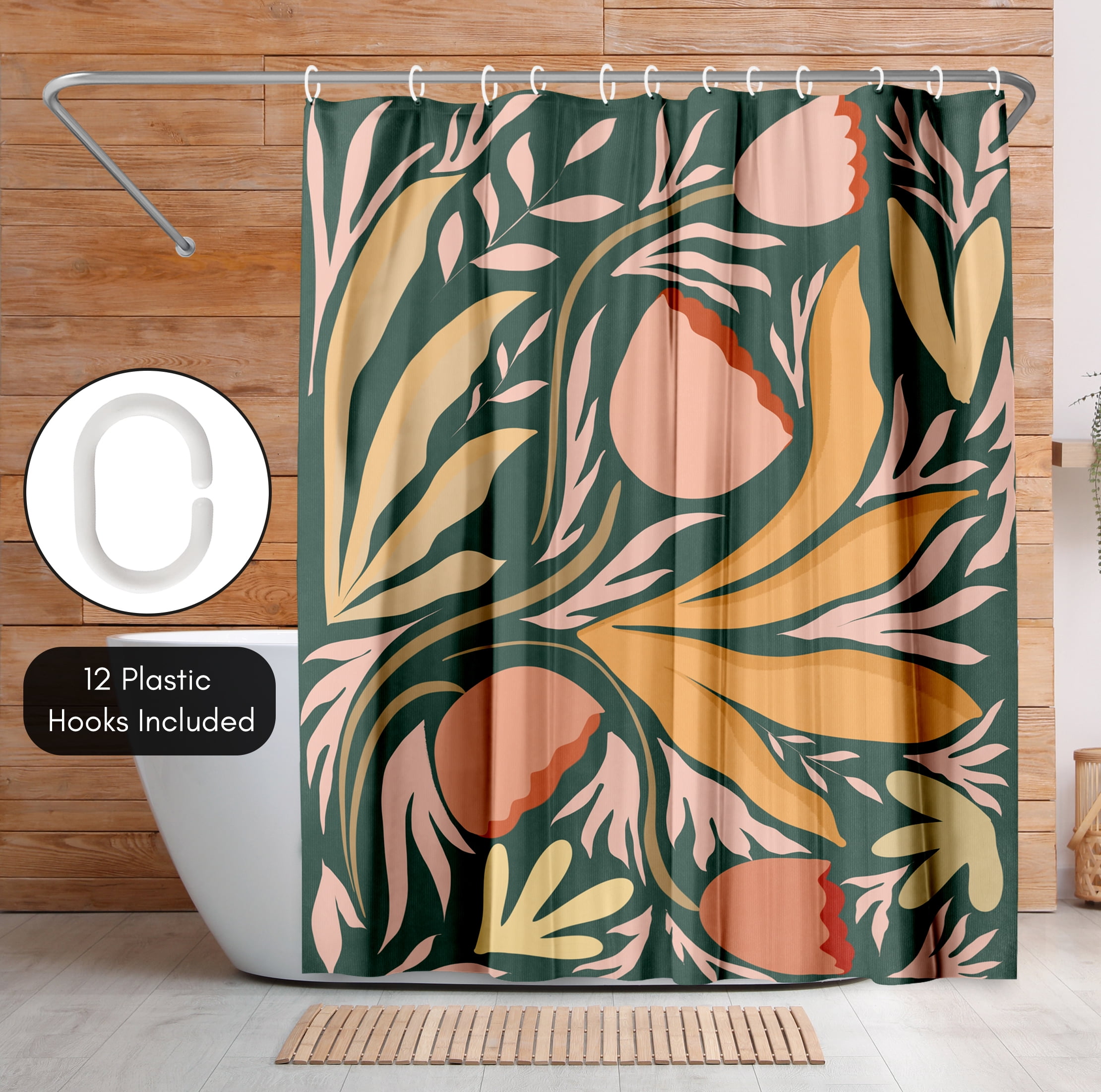 Americanflat 71" x 74" Shower Curtain, Floral Series by Lunette by Parul