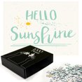thumbnail image 3 of Ambesonne Hello Sunshine Jigsaw Puzzle, Calligraphic Summer, Heirloom-Quality Fun Activity for Family Durable Cardboard, 1000 pcs, Pale Blue Eggshell, 3 of 6