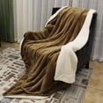 thumbnail image 2 of Howarmer Sherpa Fleece Blanket, Brown Thick Fuzzy Warm Soft Blankets and Throws for Sofa, 90"x90", 2 of 7