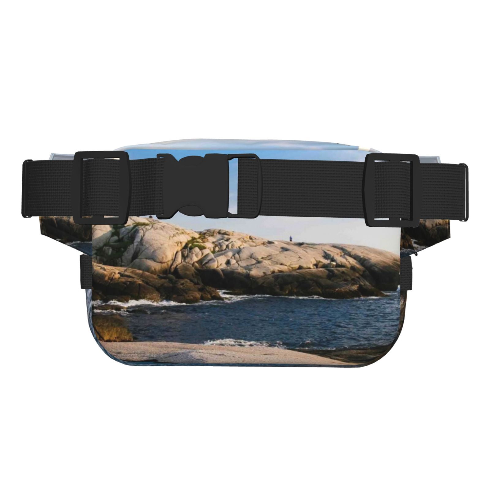 Picia Lighthouse Print Square Double-Layer Waist Bag Mini Adjustable Waist Belt Bag Exercise Running Travel Hiking