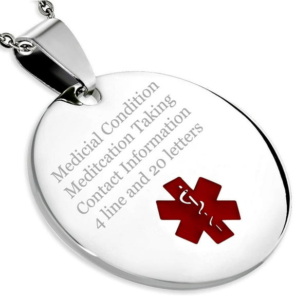 Stainless Steel Medical ID Alert Necklace for Men & Women (UPK915)