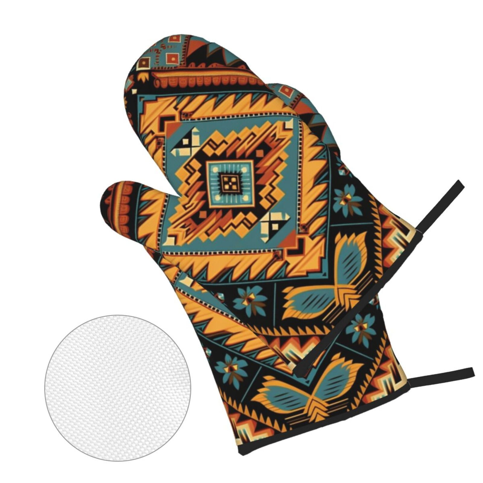 Southwest Tribal Indian Geometric 4Pcs Oven Mitts and Pot Holders Sets Oven Kitchen Gloves Hot Pads for Cooking BBQ Baking Grilling