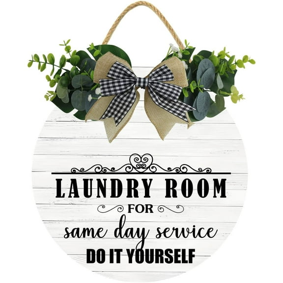 Eveokoki 12" Vintage Farmhouse Laundry Room Sign Country Wall Decor Wash Room Signs Wall Home Decor Art Hanging Signs,Rustic Laundry Room Wall Decores