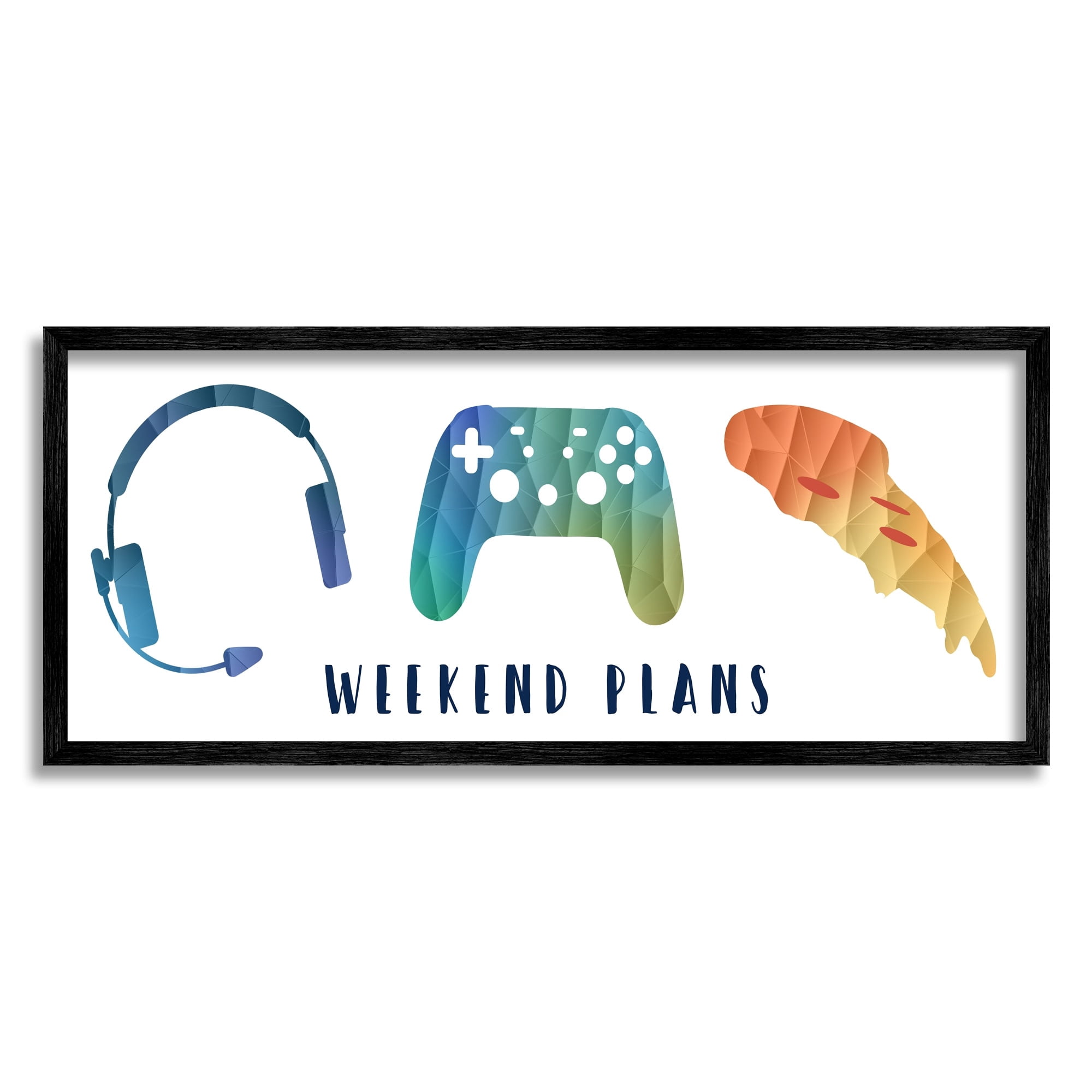Stupell Industries Weekend Plans Pizza Video Games Modern Geometric Pattern, 30 x 13, Design by Daphne Polselli