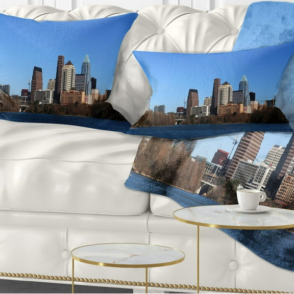 Designart Downtown Texas - Cityscape Photography Throw Pillow - 12x20