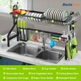 thumbnail image 4 of Bextsrack 2 Layer Adjustable Length Dish Rack for Storage Kitchen Counter Organization Black, 4 of 7