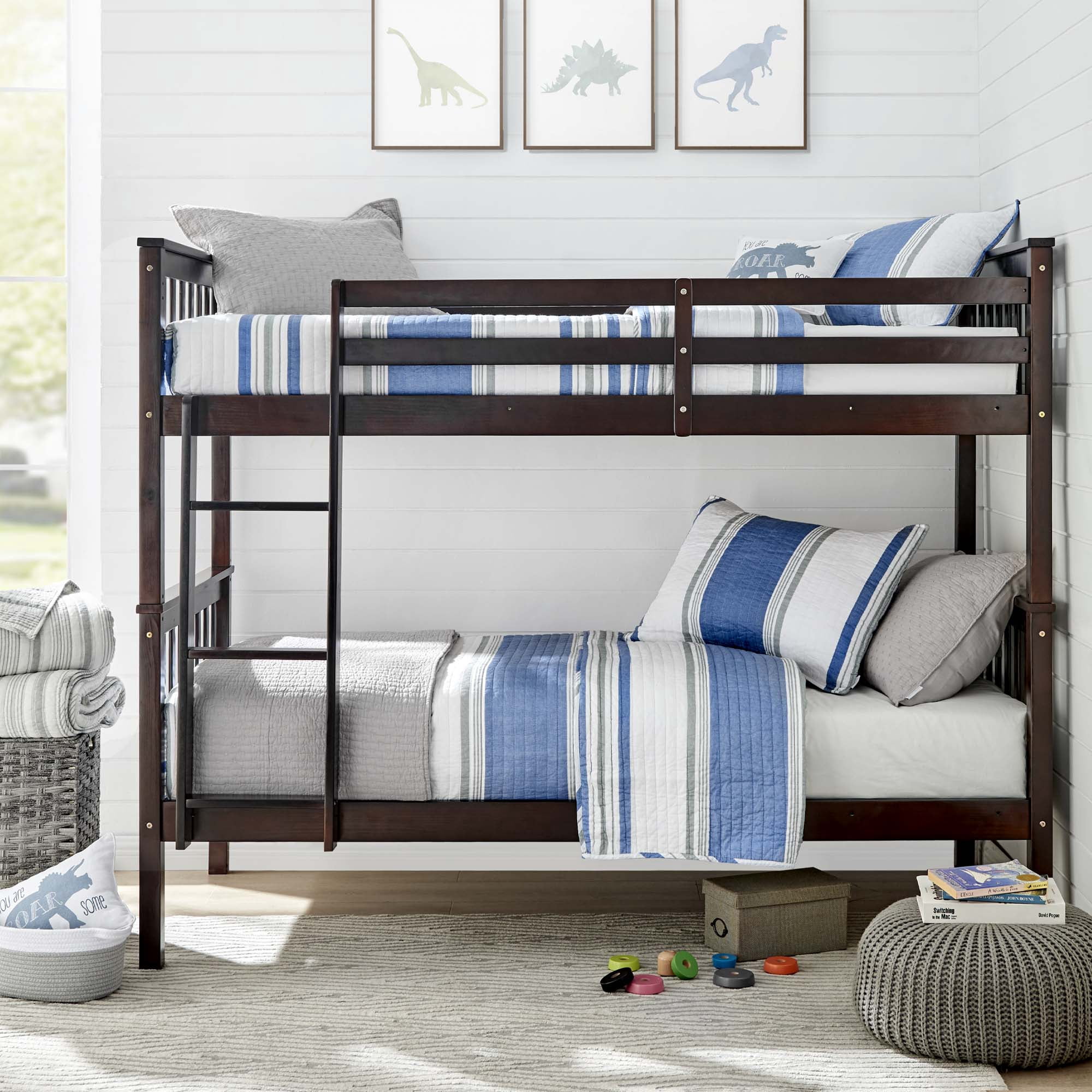 Levtex Home - St Bart Quilt Set - Twin Quilt + One Standard Pillow Sham - Nautical - Blue, Grey, and White - Quilt Size (68x86in.) and Pillow Sham Size (26x20in.) - Reversible - Cotton Fabric