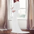 thumbnail image 2 of Vedolay Long Maternity Dresses Long Sleeve Maternity Dress Clothes Ruched Pregnancy Dress Clothes Dresses for Pictures White,XL, 2 of 5