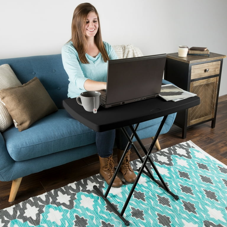 Everyday Home Folding Table - Lightweight 30"x20" Adjustable Height Plastic Table For Camping, Cards, Crafts