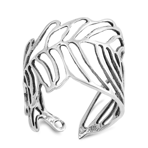 Open Large Filigree Leaf Feather Dainty Ring 925 Sterling Silver Band Jewelry Female Male Size 6