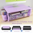 thumbnail image 4 of MEHOOM Desk Organizer, 3-Tier Monitor Stand with Storage and 2 Pen Holder, Laptop Stand, Office Desk Accessories for Office Supplies, Purple, 4 of 12