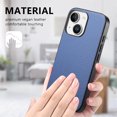 thumbnail image 5 of Designed for iPhone 14 Classic Case, Slim Leather Luxury Business PU Non-Slip Texture Grip Shockproof Bumper Protective Phone Cover Men Women For iPhone 14,Blue, 5 of 8