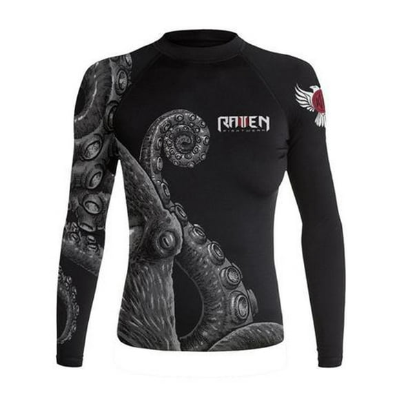 Raven Fightwear Women's Kraken Octopus Rash Guard MMA BJJ Black/Black