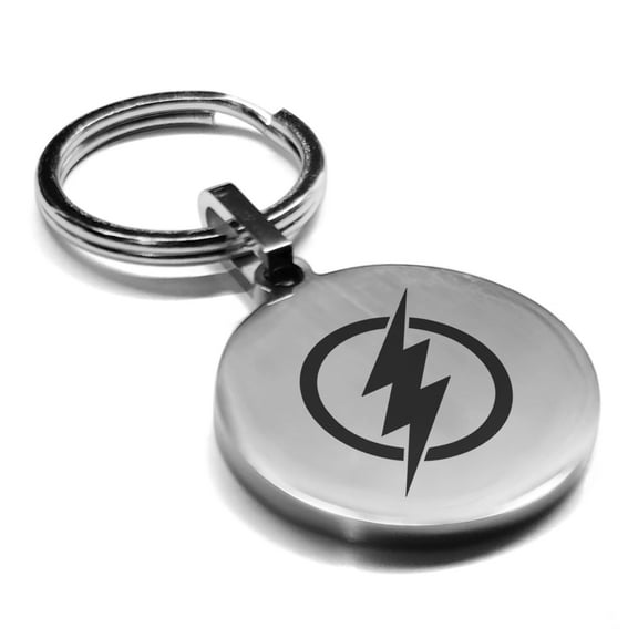 Stainless Steel Flash Round Medallion Keychain Circle Ring