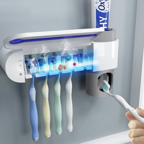 Details about   3 In 1 Toothbrush  Holder UV Disinfection Toothbrush Sterilizer With Toothpaste 