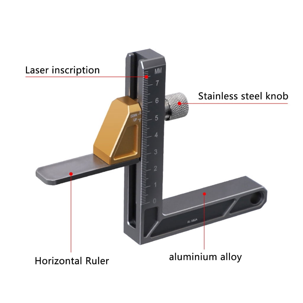 Osdhezcn Inch/Metric Scale Aluminum Router Table Height Gauge Measuring Instrument Tool